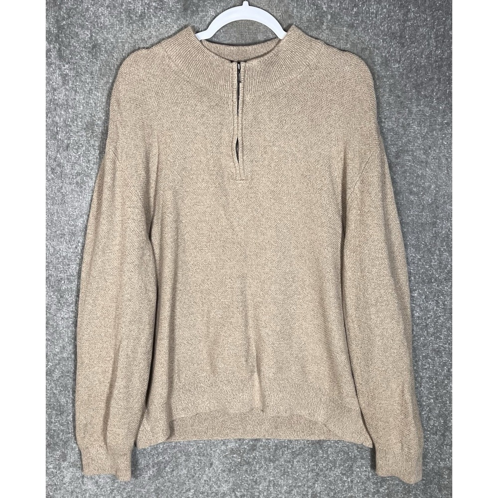 Grayers Clothiers Cotton Cashmere Sweater Mens Size XXL Brown 1/4 Zip Pullover